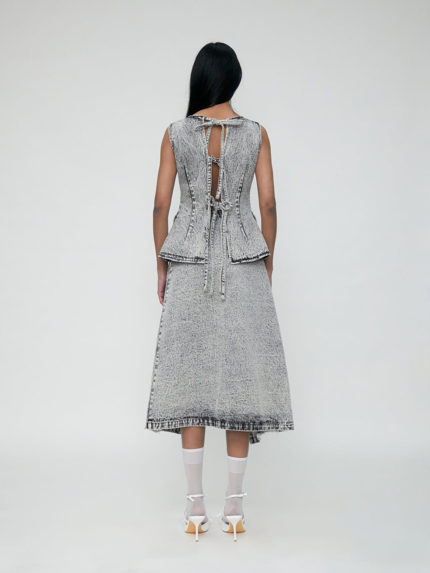 Draped Denim Skirt