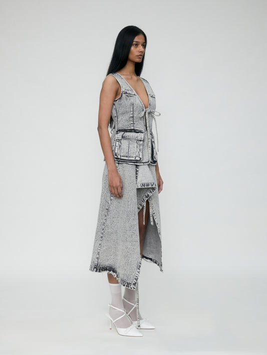 Draped Denim Skirt