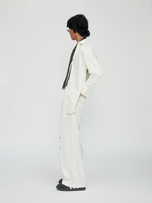 Tie Backless White Shirt